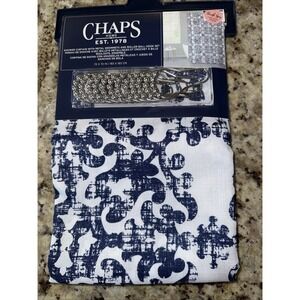 NEW Chaps Home Shower Curtain w/Roller Ball‎ Hooks 72" x 72"  Blue & White 5208